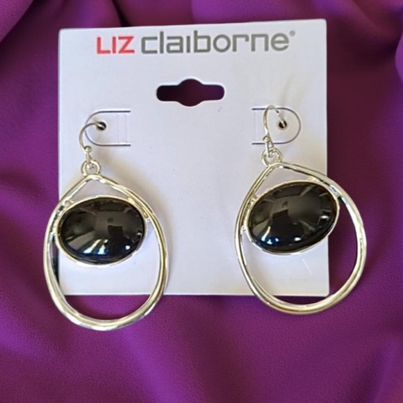 Liz Claiborne pierced earrings silver with black NWT - Picture 13 of 16